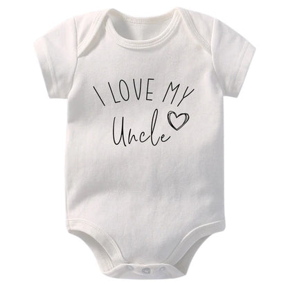 I Love My Uncle/ Aunt/Grandpa/Grandma Baby Announcement Clothes Newborn Baby Short Sleeve Bodysuits Casual Baby Boy Girl Onesies