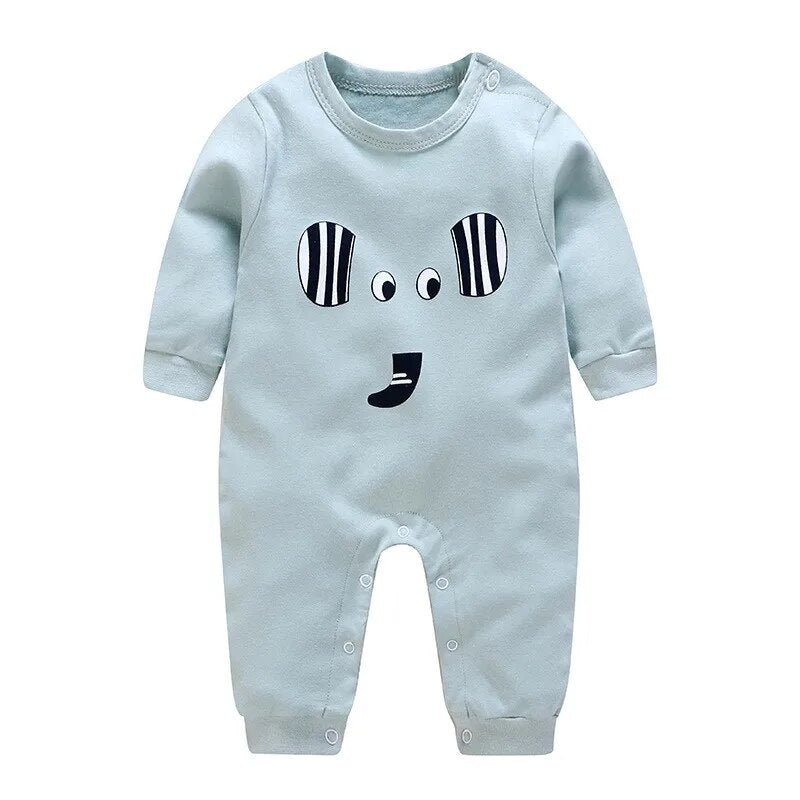 Newborn Baby Boys Girls Romper Cartoon Print Cotton Long Sleeve Jumpsuit Infant Clothing Pajamas Toddler Baby Clothes Outfits