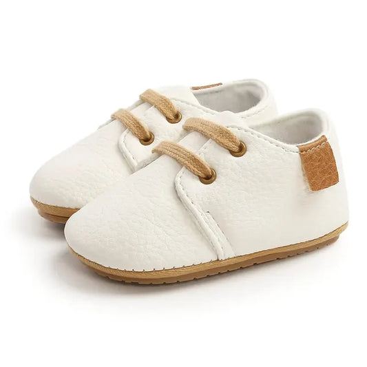 Baby Shoes Retro PU Leather Boy Girl Shoes Toddler Rubber Sole Anti-Slip First Walkers Unisex Newborn Moccasins