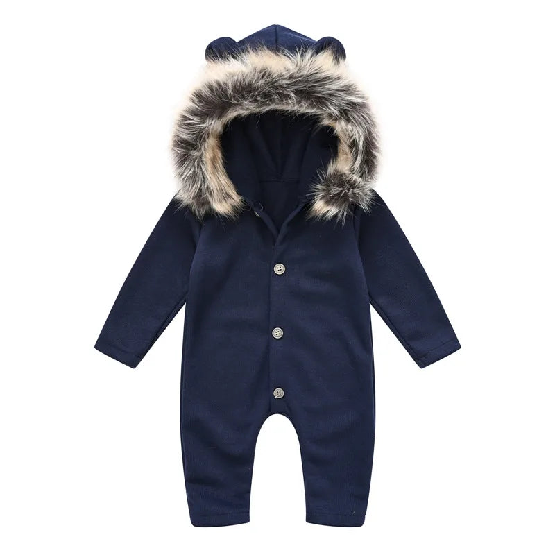 Autumn Baby Knitted Clothing and Hood Baby Clothes with Fur Collar for Winter Outdoor 3-24M Single Breasted Infant Sweaters