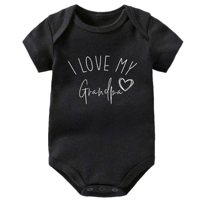 I Love My Uncle/ Aunt/Grandpa/Grandma Baby Announcement Clothes Newborn Baby Short Sleeve Bodysuits Casual Baby Boy Girl Onesies