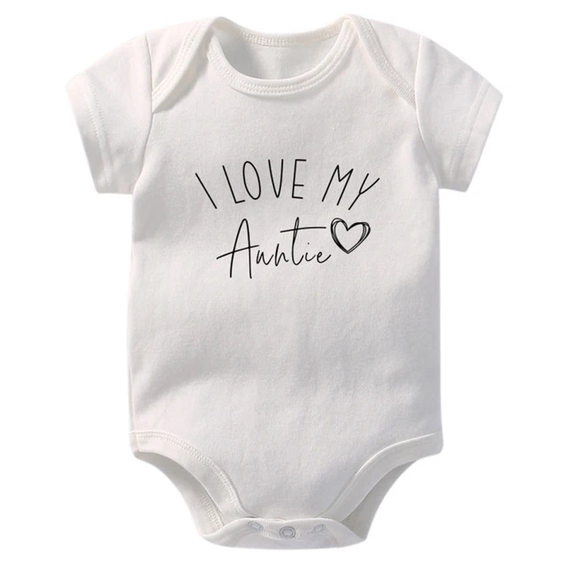 I Love My Uncle/ Aunt/Grandpa/Grandma Baby Announcement Clothes Newborn Baby Short Sleeve Bodysuits Casual Baby Boy Girl Onesies