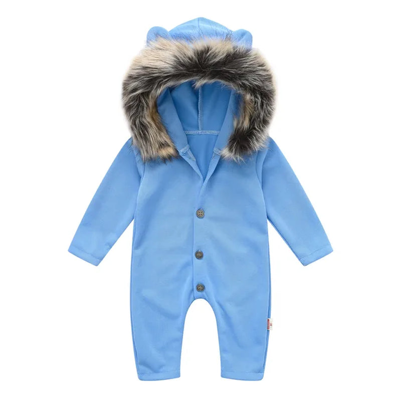 Autumn Baby Knitted Clothing and Hood Baby Clothes with Fur Collar for Winter Outdoor 3-24M Single Breasted Infant Sweaters