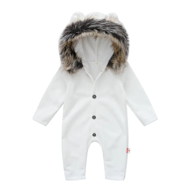 Autumn Baby Knitted Clothing and Hood Baby Clothes with Fur Collar for Winter Outdoor 3-24M Single Breasted Infant Sweaters