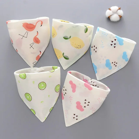 5Pcs/Lot Musiln Cotton Baby Bibs 4 Layers Girls Boys Babador Bandana Bibs Bebe Triangle Feeding Burp Cloth Bebe Collar Scarf