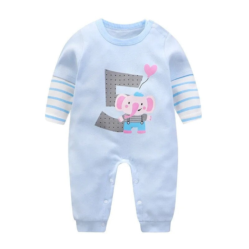 Newborn Baby Boys Girls Romper Cartoon Print Cotton Long Sleeve Jumpsuit Infant Clothing Pajamas Toddler Baby Clothes Outfits