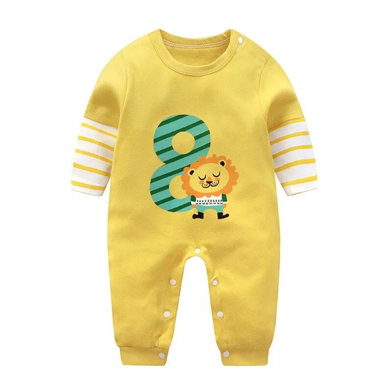 Newborn Baby Boys Girls Romper Cartoon Print Cotton Long Sleeve Jumpsuit Infant Clothing Pajamas Toddler Baby Clothes Outfits