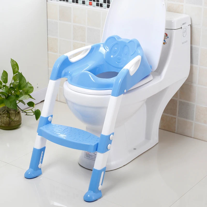 New Fold Baby Potty Training Seat with Adjustable Step Stool Toilet Training Potties Kids Safety Handle Auxiliary Urinal Potties