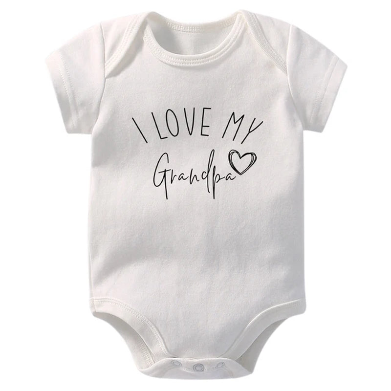 I Love My Uncle/ Aunt/Grandpa/Grandma Baby Announcement Clothes Newborn Baby Short Sleeve Bodysuits Casual Baby Boy Girl Onesies