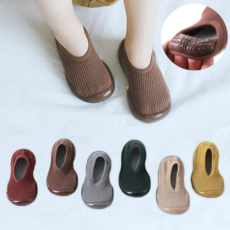 Newborn Baby Boys Girls Socks Shoes Unisex Non-Slip Floor First Walkers Kids Soft Rubber Sole Infant Toddler Solid Color Shoes