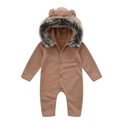 Autumn Baby Knitted Clothing and Hood Baby Clothes with Fur Collar for Winter Outdoor 3-24M Single Breasted Infant Sweaters