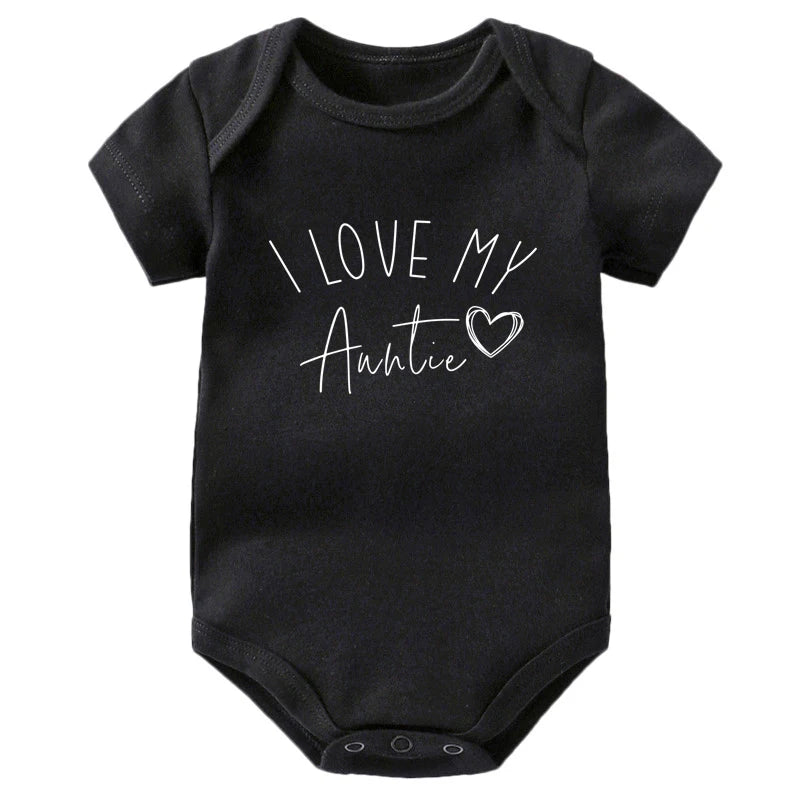 I Love My Uncle/ Aunt/Grandpa/Grandma Baby Announcement Clothes Newborn Baby Short Sleeve Bodysuits Casual Baby Boy Girl Onesies