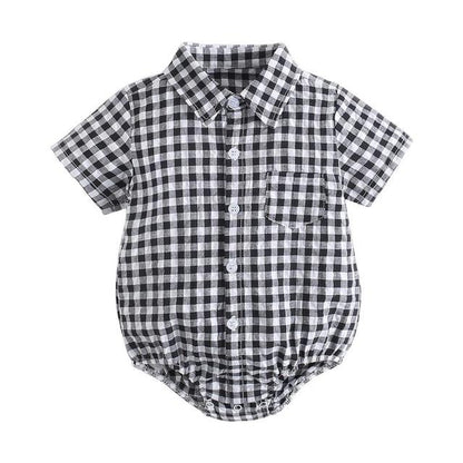 Cotton Baby Boys Bodysuits Fashion Newborn Clothes for Baby Boy Short Sleeve Summer Baby Clothing Plaid