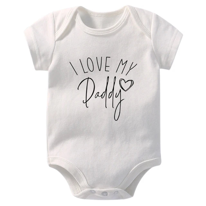 I Love My Uncle/ Aunt/Grandpa/Grandma Baby Announcement Clothes Newborn Baby Short Sleeve Bodysuits Casual Baby Boy Girl Onesies