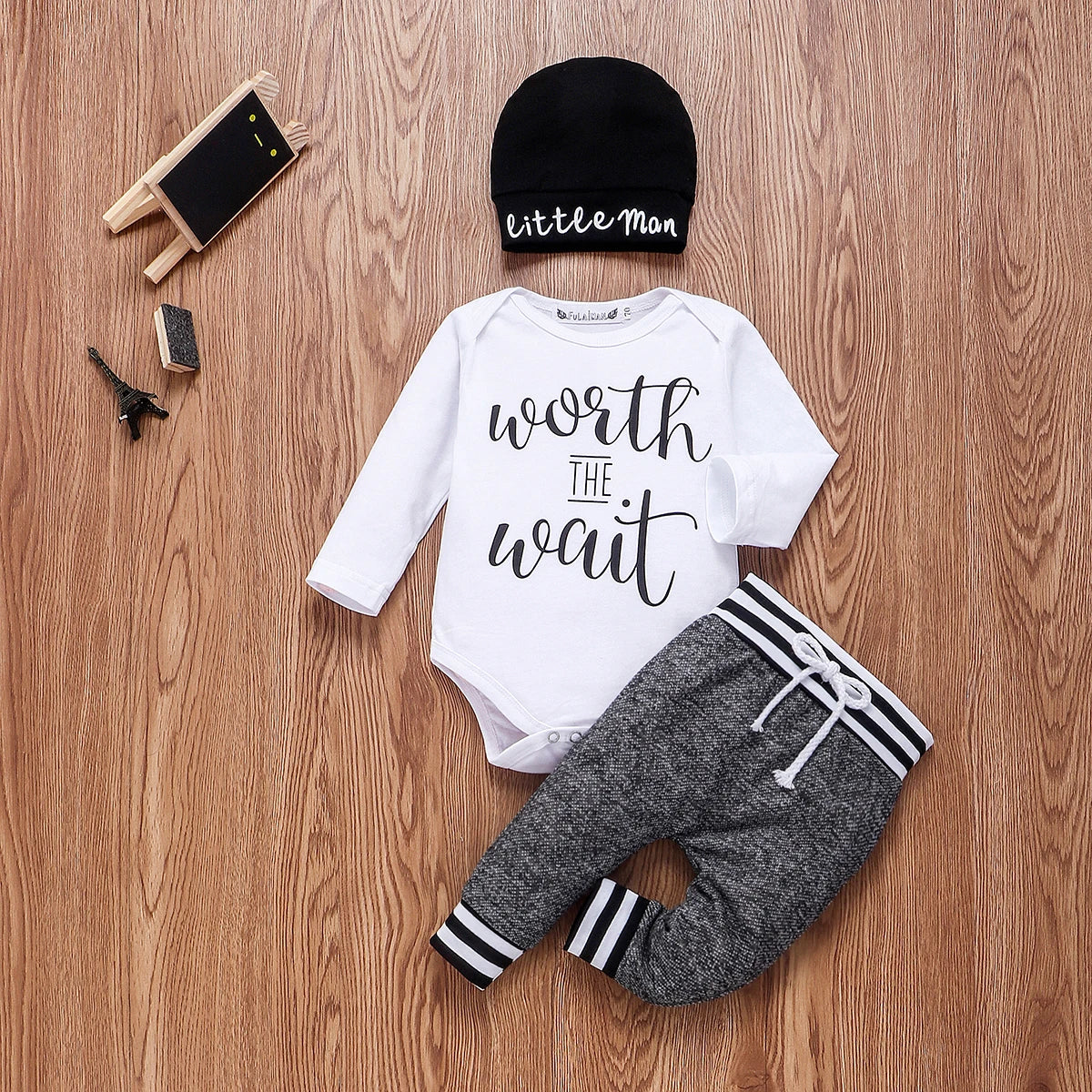 0-18Months Newborn Infant Baby Boy Clothes Cotton Sets Long Sleeve Romper Pant Hats Outfit 3Pcs Baby Warm Clothing