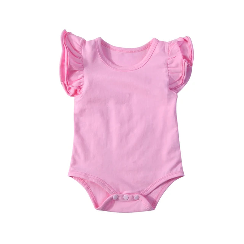 Wholesale Newborn Baby Girls Clothes Solid Color Fly Sleeve Romper Cotton Boys Clothes Summer Infant Clothing Baby Jumpsuit